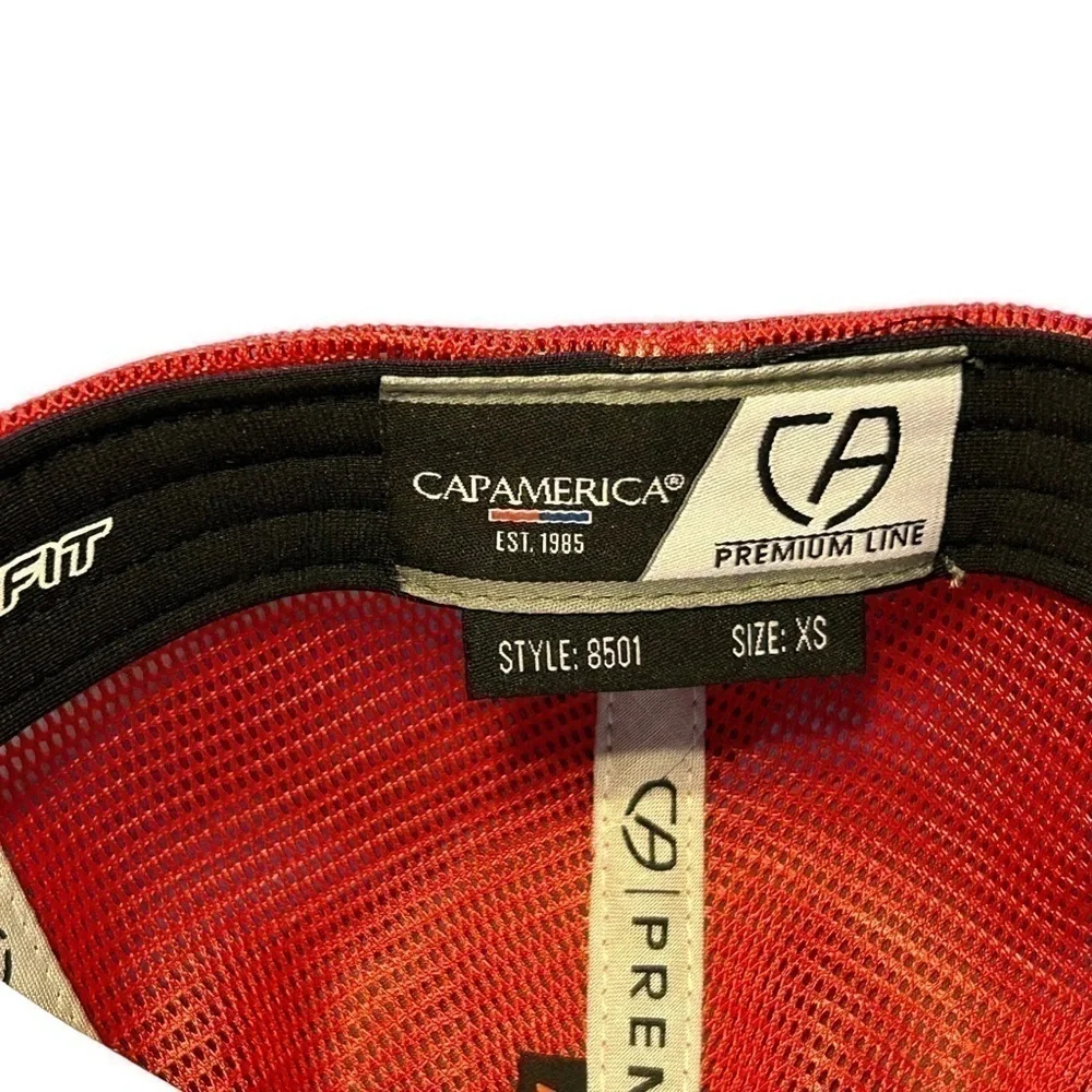 Cap America Flexfit® Performance Trucker Mesh Back Cap Red/White/Blue Size XS